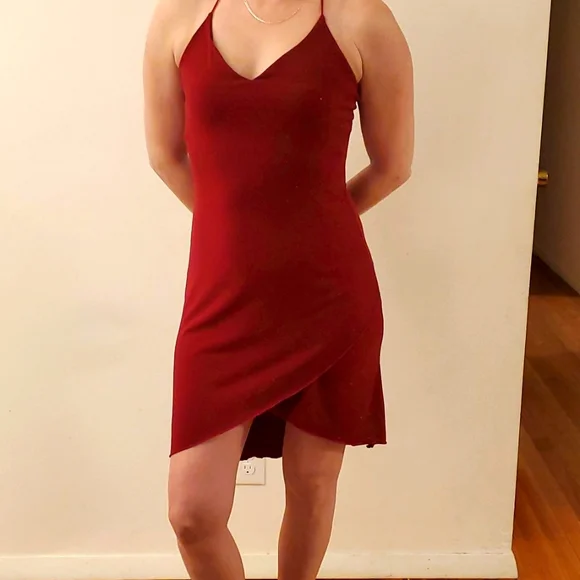 dark red semi formal dress REECE WHITE LINEN MIDI DRESS – DISSH main image 0